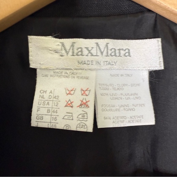MaxMara Black Linen Gold Button Dress – Size 12, Made in Italy - Picture 6 of 7